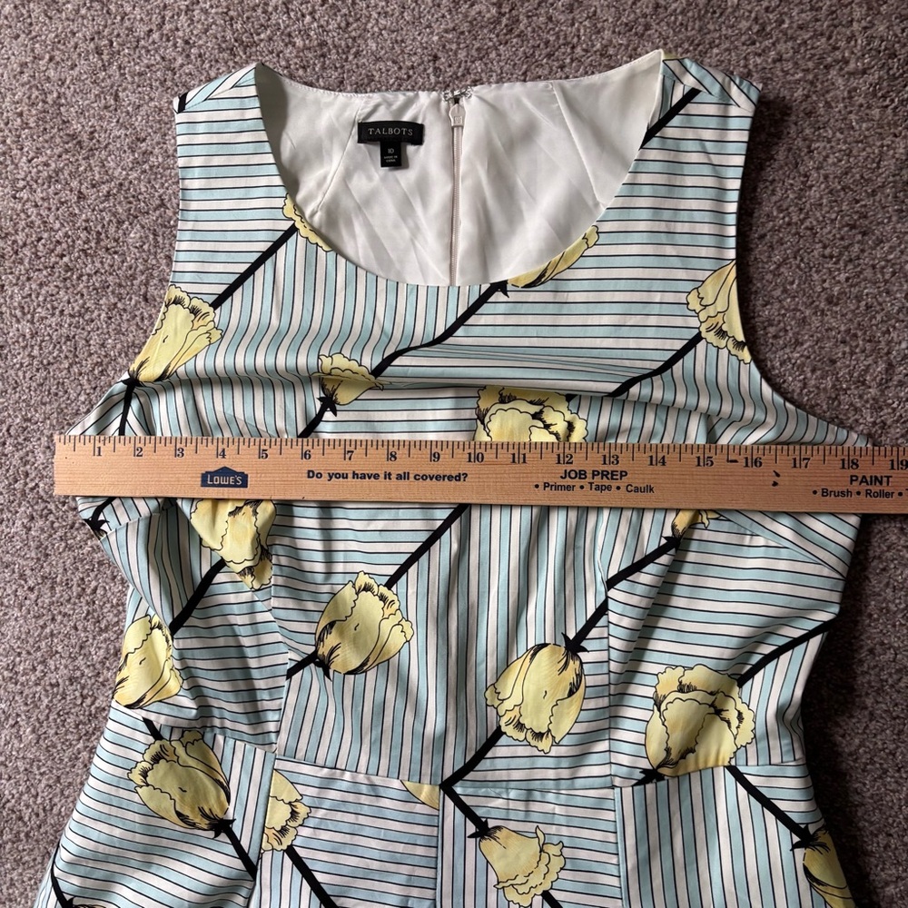 Talbot's Spring Tulip Blue/White Stripe Fit & Flare Cocktail Dress Size 10 - Picture 7 of 12